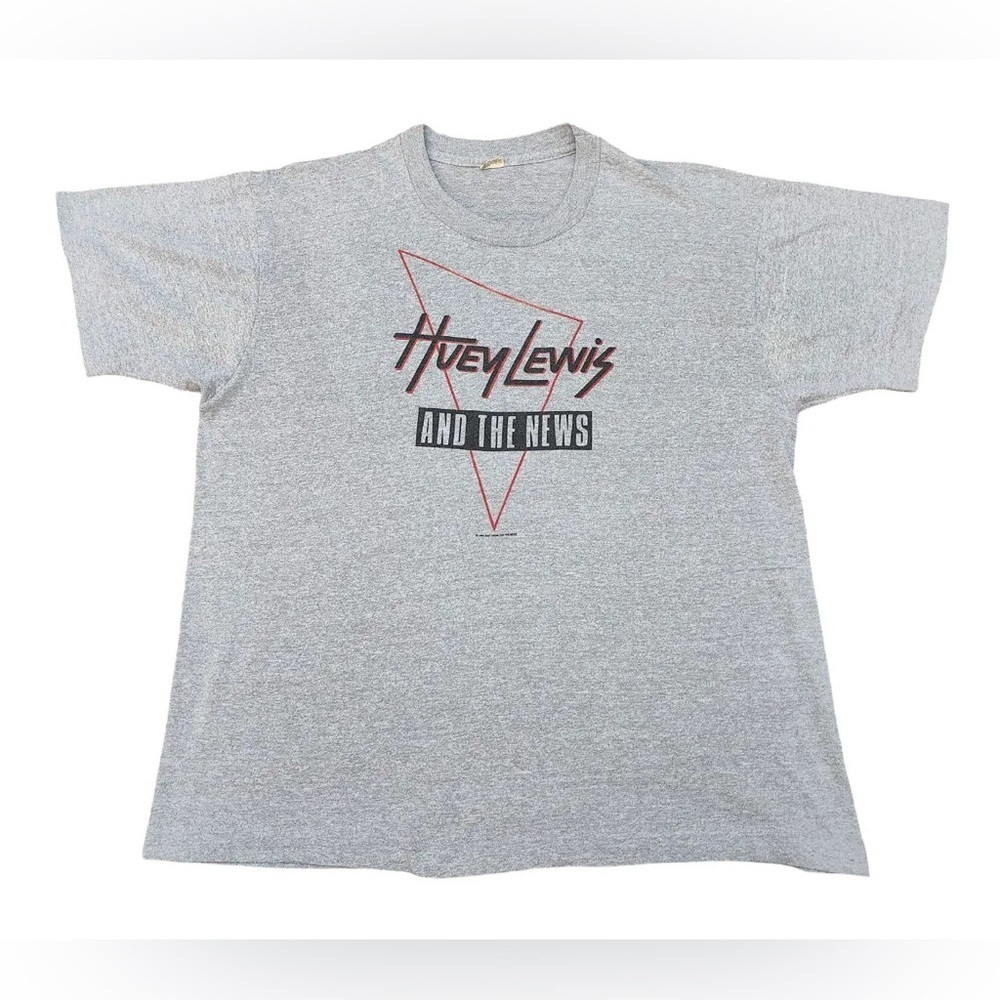 Vintage Huey Lewis and The News Gray 1986 Fore Texas Tour T-Shirt Size L